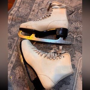 White Ice Skates with Black Soles